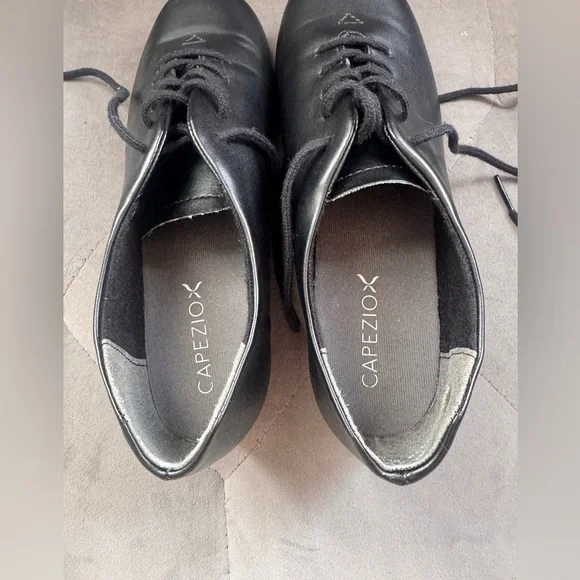 Capezio tic tap toe tap shoes Oxford lace up black size 4 rn #63356 - Picture 7 of 11